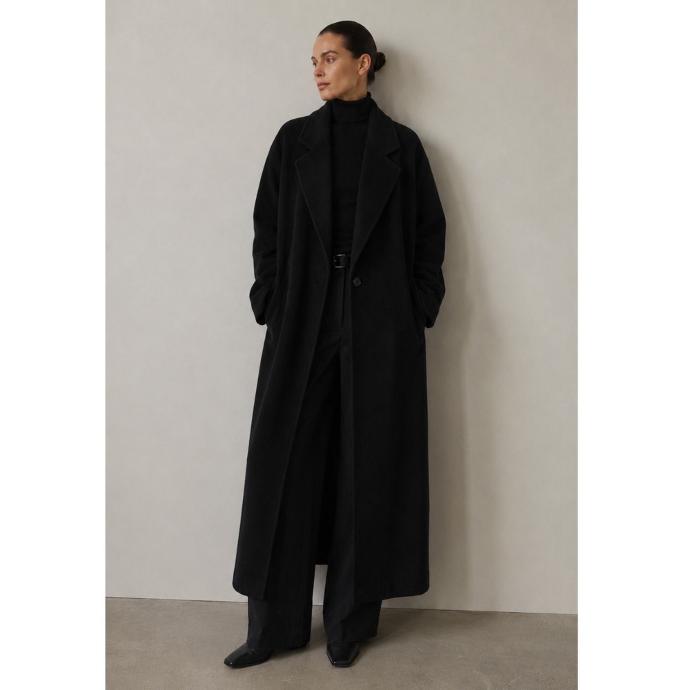 Vintage‎ 60s Regency Pure Cashmere Black Coat Union Made Minimalist Quiet Luxury